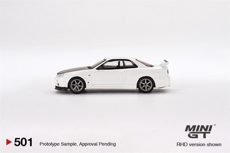 Miniatura Mini Gt Nissan Skyline Gt-R R34 V-Spec Branco 1/64